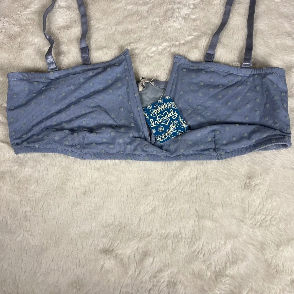Intimately Free People The Rain Bralette‎ Blue Swiss Dot Mesh OB1167575 Womens L